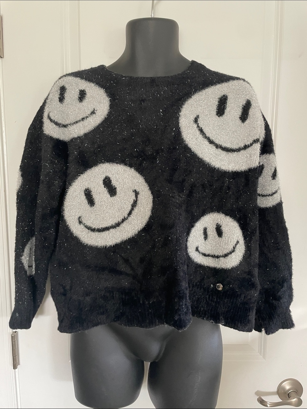 Limited Too Black and White Smiley Sweater